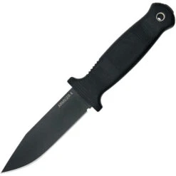 Demko Armiger 4 Fixed Blade Knife Black TPR Handle 80CrV2 Clip Point Plain Black Blade