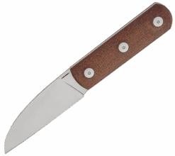 Straight Line Knives Ally Fixed Blade Knife Brown Burlap Micarta Handle M390 Plain Edge Stonewash Finish -White Mountain Knives Shop bbl 53165.1734710796