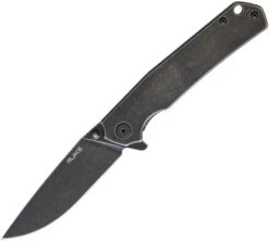 Ruike P801 Frame Lock Knife Black Stainless Steel Handle Plain Black SW Blade P801-SB