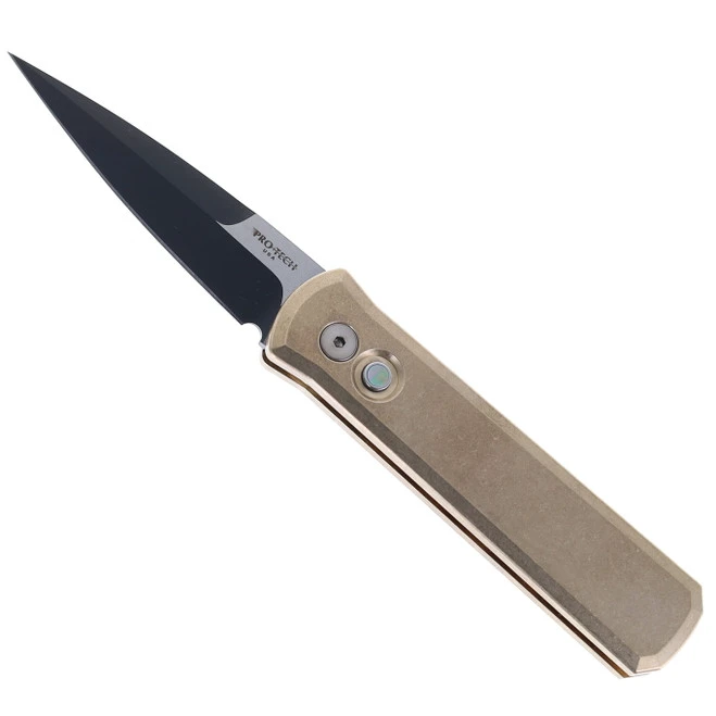 Protech Godson Auto 7111 AlBronze Handle DLC 154CM Blade Pearl Button 7111 3 Protech Godson Auto 7111 AlBronze Handle DLC 154CM Blade Pearl Button 7111