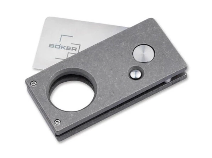 Discontinued Boker Auto Cigar Cutter Gray Titanium Handle 9Cr13CoMoV Plain Edge 01BO513 4 Discontinued Boker Auto Cigar Cutter Gray Titanium Handle 9Cr13CoMoV Plain Edge 01BO513 - Image 2