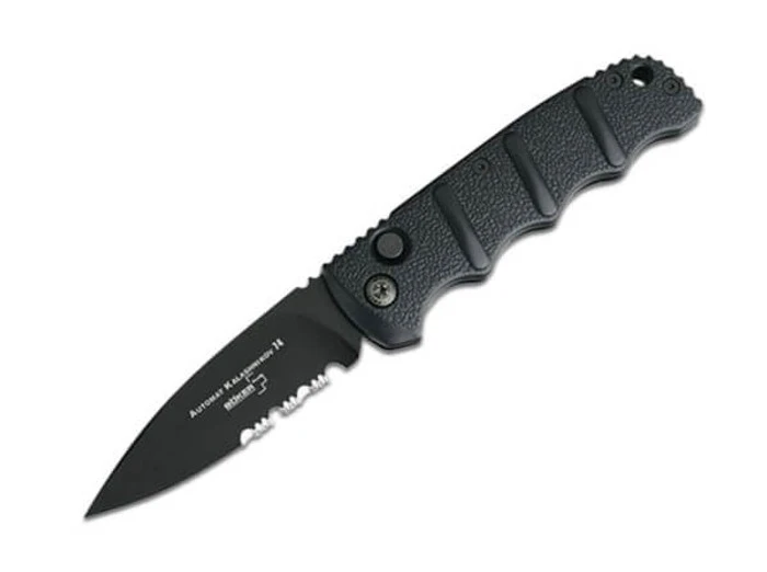 Boker KALS Auto Knife Black Aluminum Handle D2 Partially Serrated Black Blade 01KALS100 3 Boker KALS Auto Knife Black Aluminum Handle D2 Partially Serrated Black Blade 01KALS100