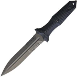 Bastinelli Grozo Fixed Blade Knife Black G10 Handle N690 Partially Serrated Black Blade BAS214S