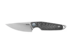 MKM MAKRO 1 Fixed Blade Knife Black Carbon Fiber Handle M390 Drop Point Plain Edge Stonewash Finish MA01-CF