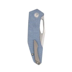 Orbital Knives Callisto Folding Knife Blue Micarta 154CM Plain Edge Stonewash Finish]