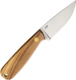 Brisa Necker 70 Fixed Blade Knife Olive Wood Handle 12C27 Plain Edge Satin Finish 9813