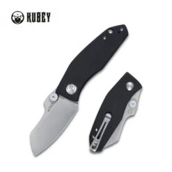 Kubey Monsterdog Folding Knife Black G10 Handle 14C28N Plain Edge Bead Blast Finish KU337A
