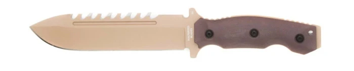 Halfbreed Blades Large Survival Fixed Blade Knife Desert Earth G10 Handle/Blade D2 Serrated Edge HBLSK-01DE