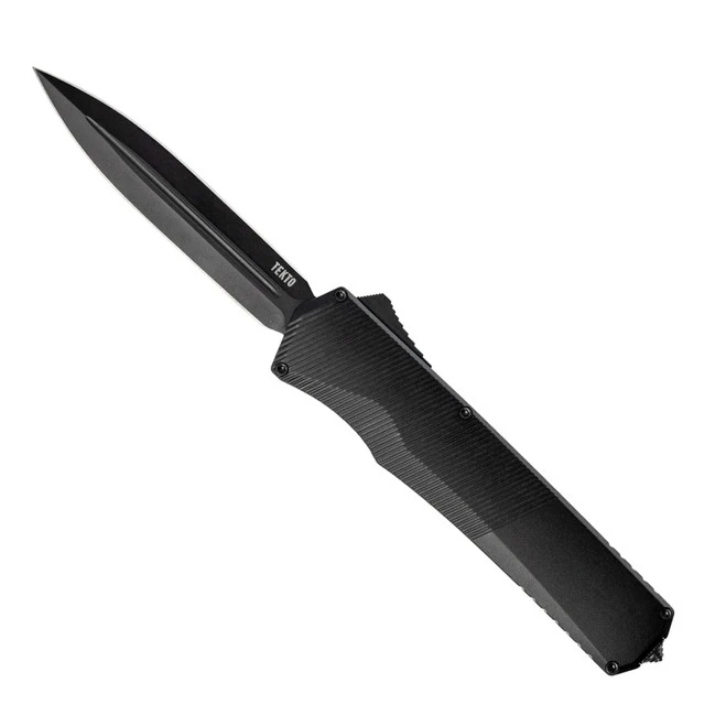 A5 Spear Point Out The Front Automatic Pocket Knife Black Aluminum Handle Dagger Plain Black Blade 3 A5 Spear Point Out The Front Automatic Pocket Knife Black Aluminum Handle Dagger Plain Black Blade
