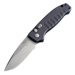 Hogue 64136 Ballista Automatic Folder Stone Tumbled Matte Black Aluminum Frame 154CM Drop Point Blade