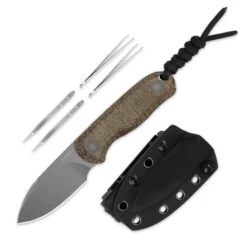 Kizer Drop Bear Fixed Blade Knife Brown Burlap Micarta Handle 14C28N Plain Edge 1094A1 -White Mountain Knives Shop knife drop bear 14c28n burlap micarta 1094a1 2 87894.1743705346