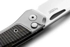 Lion Steel Twain Folding Knife Gray Titanium/Green Canvas Handle Magnacut Plain Edge Satin Finish