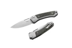 Lion Steel Twain Folding Knife Gray Titanium/Green Canvas Handle Magnacut Plain Edge Satin Finish -White Mountain Knives Shop vg 33744.1728655433